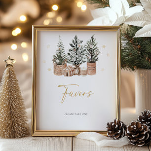 Affiche Hiver Noël rustique Les arbres Faveurs