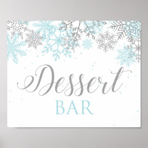 Affiche Hiver Onederland Dessert Bar Sign Blue Snowflics