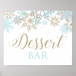 Affiche Hiver Onederland Dessert Bar Sign Blue Snowflics