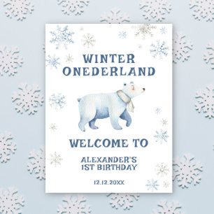Affiche Hiver Onederland Ours polaire 1er anniversaire