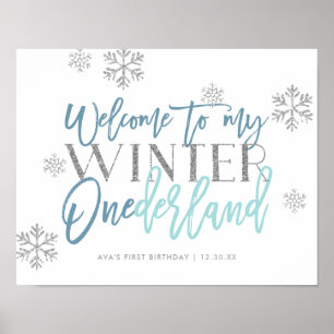 Affiche Hiver ONEderland Parties scintillant argent Affich