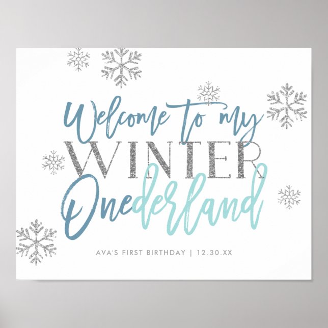 Affiche Hiver ONEderland Parties scintillant argent Affich (Devant)