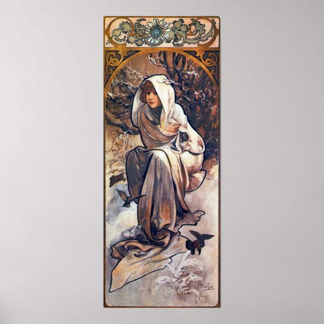 Affiche hiver par Alphonse Mucha (Devant)