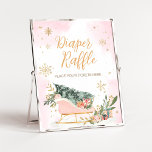 Affiche Hiver Rose or Snowflake Déchets Raffin<br><div class="desc">Faites de votre événement un événement spécial avec ce Baby shower extérieur froid avec notre joli et mignon Diaper Raffle Signal avec adorable Pink Sleigh thème. Téléchargez,  personnalisez et créez des souvenirs durables avec cette touche parfaite pour votre fête joyeuse ! BS583</div>