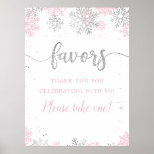 Affiche Hiver Rose Silver Flacon de neige Faveurs S'il vou