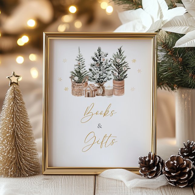 Affiche Hiver Rustic Noël Arbres Livres et Cadeaux (Créateur téléchargé)