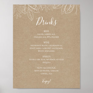 Affiche Hiver rustique   Menu des boissons Mariages Kraft