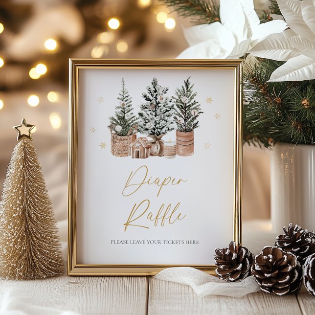 Affiche Hiver Rustique Noël Arbres de Noël Déchets Raffle (Créateur téléchargé)