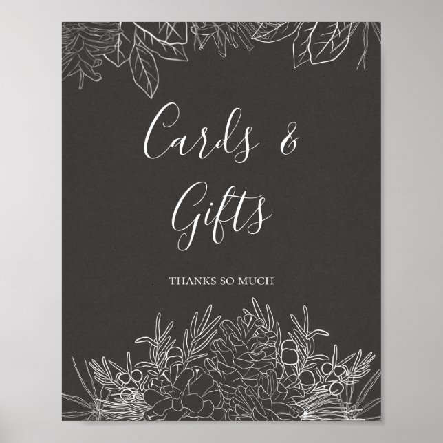 Affiche Hiver rustique | Panneau de cartes et cadeaux Char (Devant)