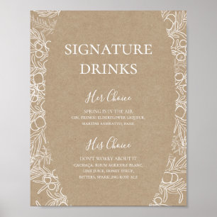 Affiche Hiver rustique Signature Kraft Signet boisson