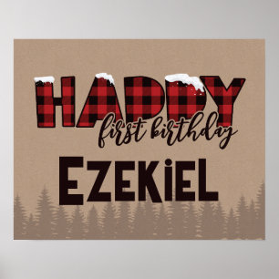 Affiche Hiver Un Buffalo ONE derland Plaid Joyeux Annivers