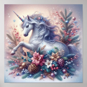 Affiche Hiver Unicorne scène magique 5
