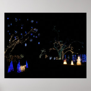 Affiche Hiver Wonderland Lumières Bleu et blanc Vacances