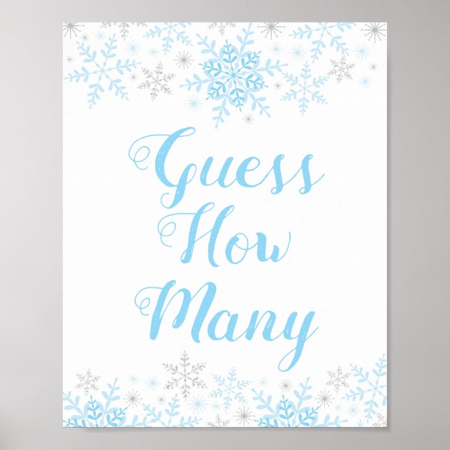 Affiche Hivernal Baby Boy Douche Devinez Combien De Jeu Si (Devant)