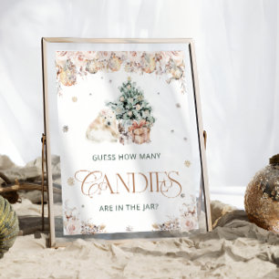 Affiche Hivernal Mignonne Ours Polaire Devine Combien De C