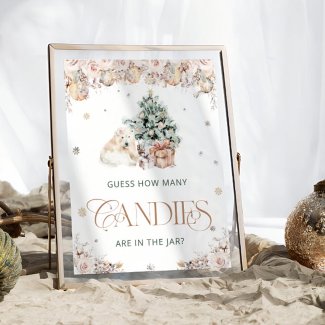 Affiche Hivernal Mignonne Ours Polaire Devine Combien De C (Créateur téléchargé)