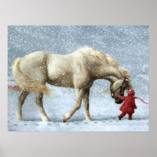 Affiche hivernale pour les chevaux et les filles