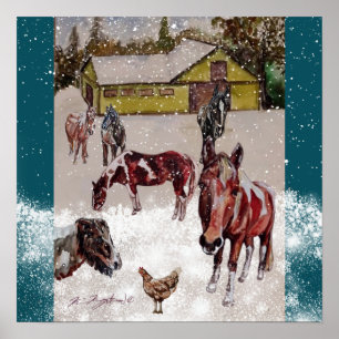 Affiche Hiverner ranch des collines ouest (chevaux de Keri