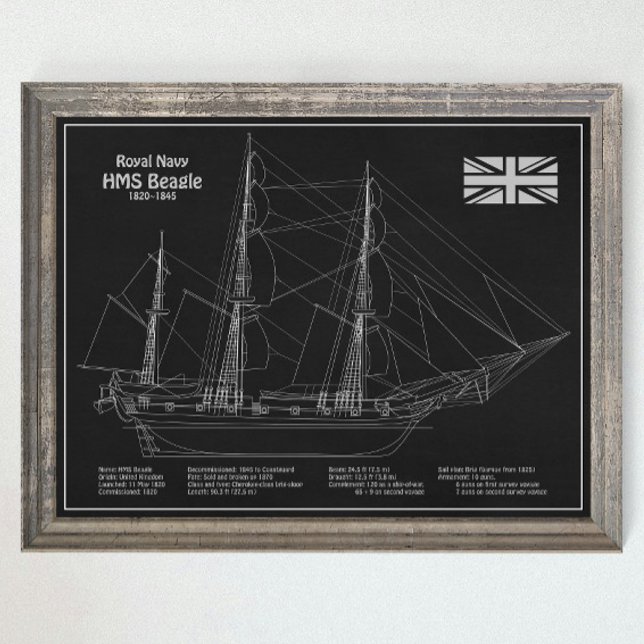 Affiche HMS Beagle - Grand navire - Modèle de livraison PB (Créateur téléchargé)