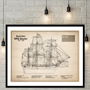 Affiche HMS Bounty - Plan directeur des navires SD