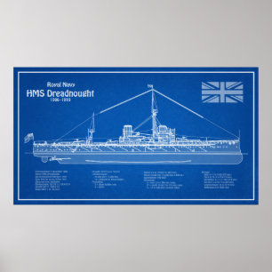 Affiche HMS Dreadnoud - Plan d'expédition ABD