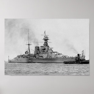 Affiche HMS Hood - Vintage Nautical Battlecruiser