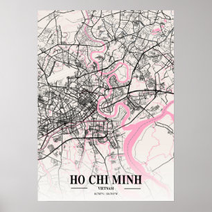 Affiche Ho Chi Minh - Carte de la ville napolitaine du Vie