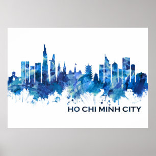 Affiche Ho Chi Minh City Vietnam Skyline Blue