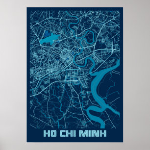 Affiche Ho Chi Minh - Vietnam Peace City Map