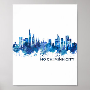 Affiche Ho Chi Minh Ville Viêt Nam Skyline Blue