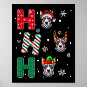 Affiche Ho Ho Ho Blue Heeler Chien correspondant Noël Père