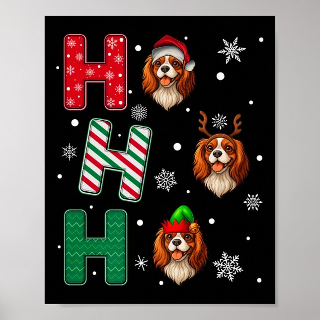 Affiche Ho Ho Ho Cavalier King Charles Spaniel Chien Père  (Devant)
