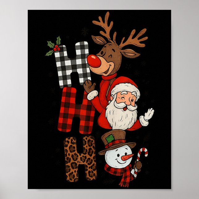Affiche Ho Ho Ho Pajama De Noël Pour Enfants Hommes Femmes (Devant)