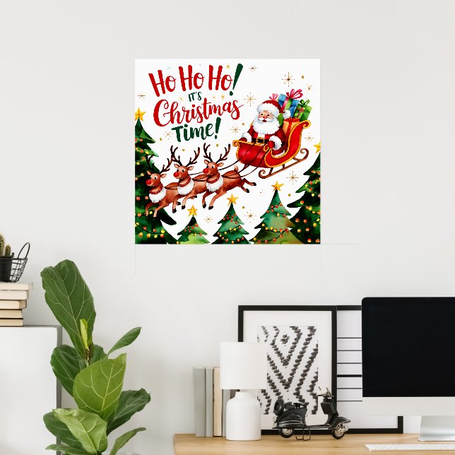 Affiche Ho Ho Ho Père Noël (Bureau à domicile)