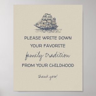 Affiche Ho! panneau de traditions familiales nautiques vin