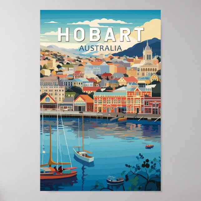 Affiche Hobart Australie Travel Art Vintage (Devant)