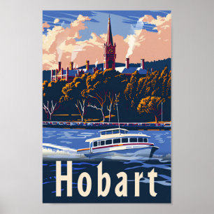Affiche Hobart Tasmanie Vintage Retro Voyage Illustration