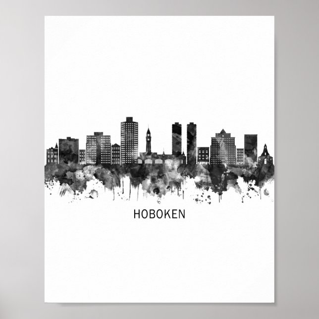 Affiche Hoboken New Jersey Skyline BW (Devant)