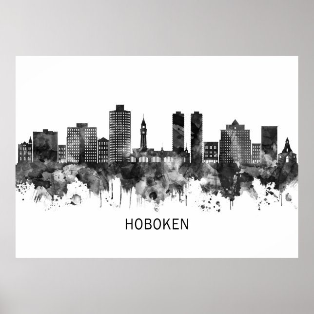 Affiche Hoboken New Jersey Skyline BW (Devant)