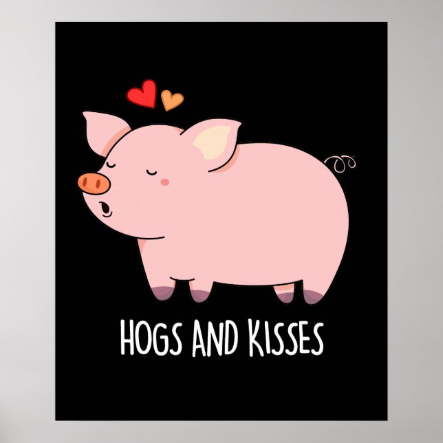 Affiche Hochons et baisers Funny Hog Pig Pun Dark BG (Devant)