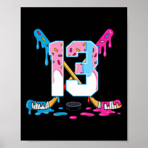 Affiche Hockey 13 ans crème glacée goutte 13e anniversaire