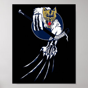 Affiche Hockey Cougar Lion Chat Bête de Glace Gardien de b
