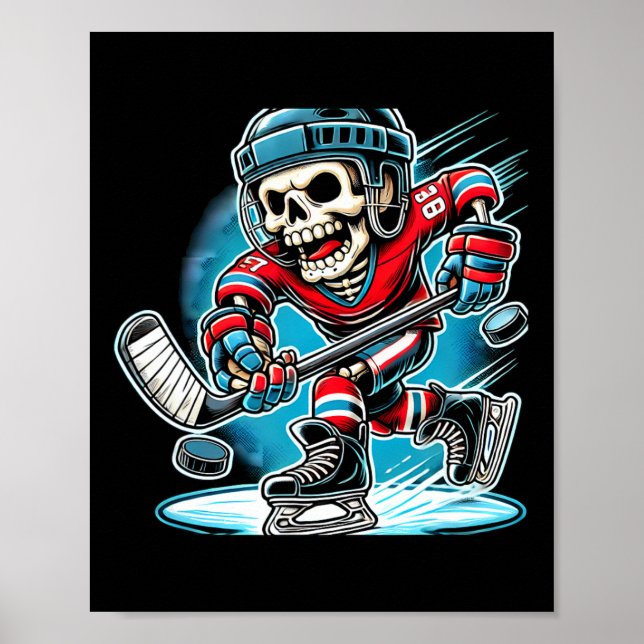 Affiche Hockey de squelette d'Halloween  (Devant)
