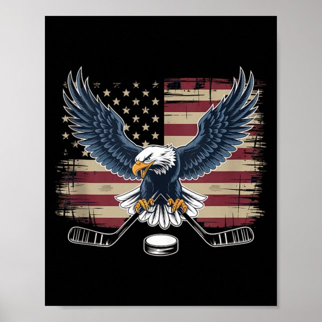 Affiche Hockey Drapeau Américain (Devant)