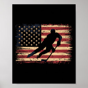 Affiche Hockey Drapeau Américain