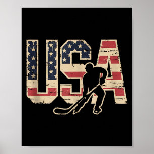 Affiche Hockey Drapeau Américain
