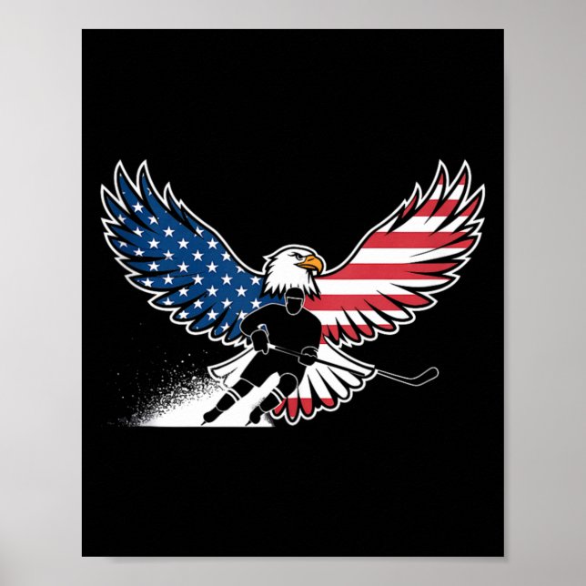 Affiche Hockey Drapeau Américain (Devant)