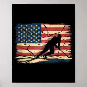 Affiche Hockey Drapeau Américain