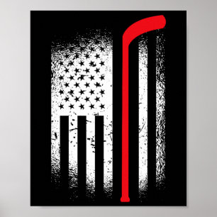 Affiche Hockey Drapeau Américain Hockey Patriotique