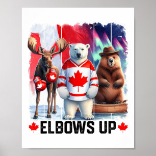 Affiche Hockey Drapeau du Canada Boxe de castor amusant M